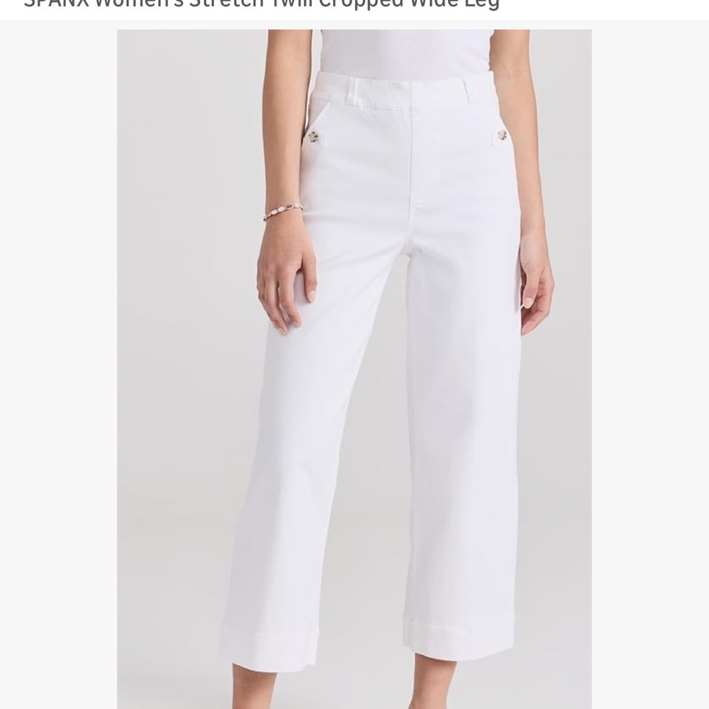 SPANX Women's Stretch Twill Cropped White Pants